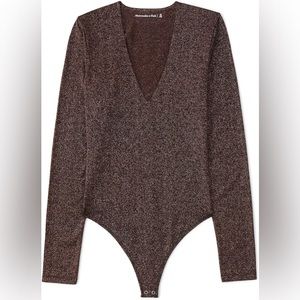 A&F Long Sleeve V-Neck Sparkle Bodysuit